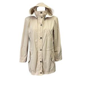 RALPH LAUREN‎ Tan Taffeta Hooded Anorak Jacket Lightweight Windbreaker Rain Sz S